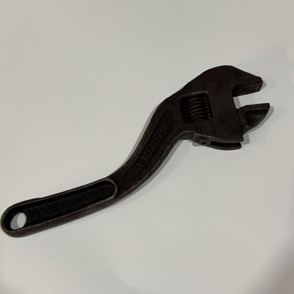Westcott Adjustable S-Handle Wrench 12 Inch Black Vintage No 82 Keystone